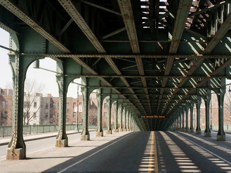 Under the elevated line, two blocks away